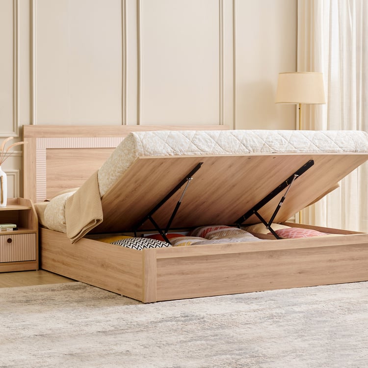Lexus Sahara King Bed with Hydraulic Storage and Restomax Elite 8-Inch Spring Mattress