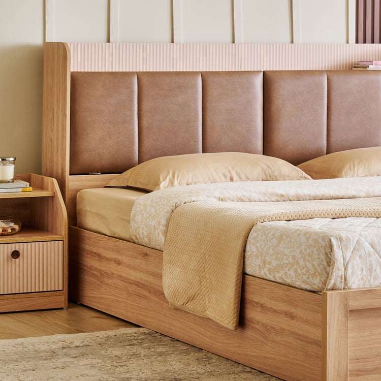Lexus Savanna Queen Bed with Hydraulic Storage and Restomax Elite 8 Inch Spring Mattress