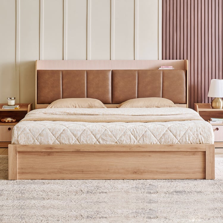 Lexus Savanna King Bed with Hydraulic Storage and Restomax Elite 8-Inch Spring Mattress