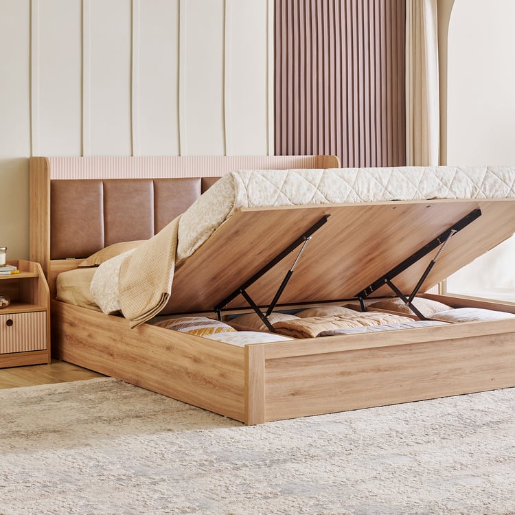 Lexus Savanna King Bed with Hydraulic Storage and Restomax Elite 8-Inch Spring Mattress