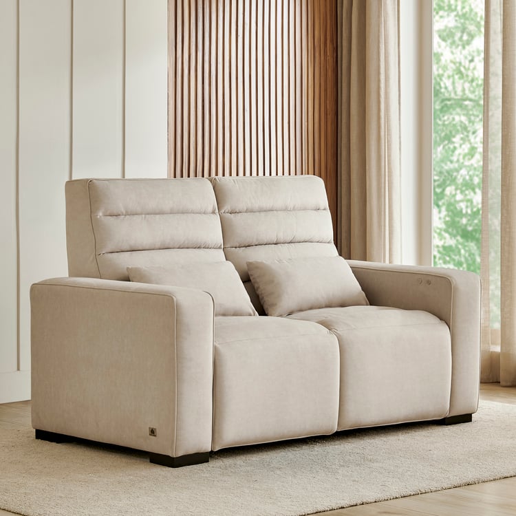 Baxter Fabric 2-Seater Electric Recliner with Cushions - Beige