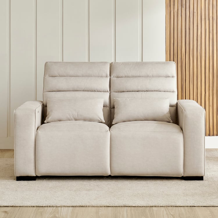 Baxter Fabric 2-Seater Electric Recliner with Cushions - Beige
