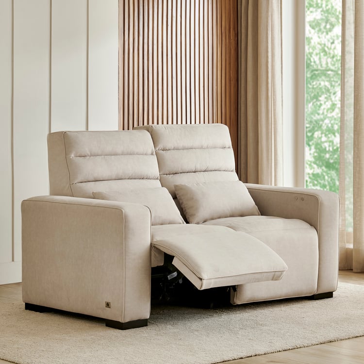 Baxter Fabric 2-Seater Electric Recliner with Cushions - Beige