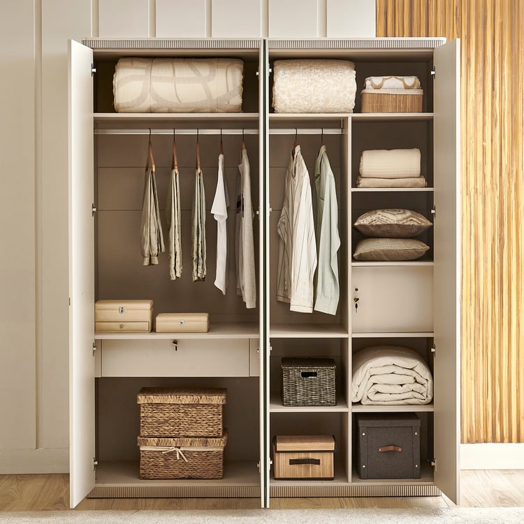 Inara 4-Door Wardrobe with Mirrors - Cream