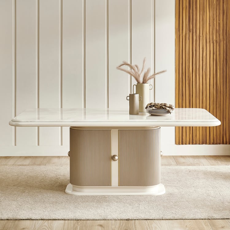 Inara Ceramic Top 6-Seater Dining Table - Cream