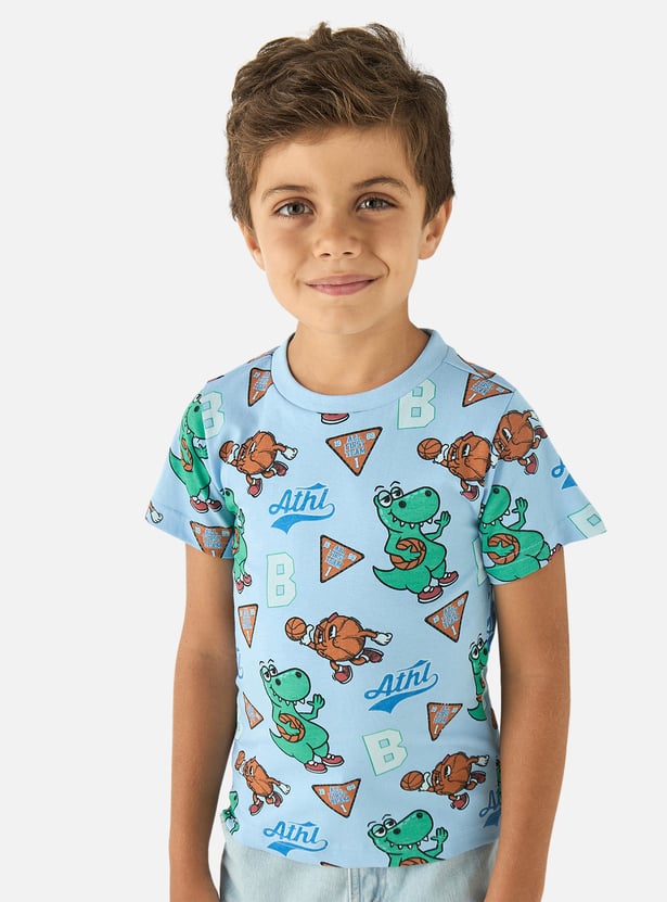 Juniors Printed Crew Neck T-shirt with Short Sleeves - Set of 2