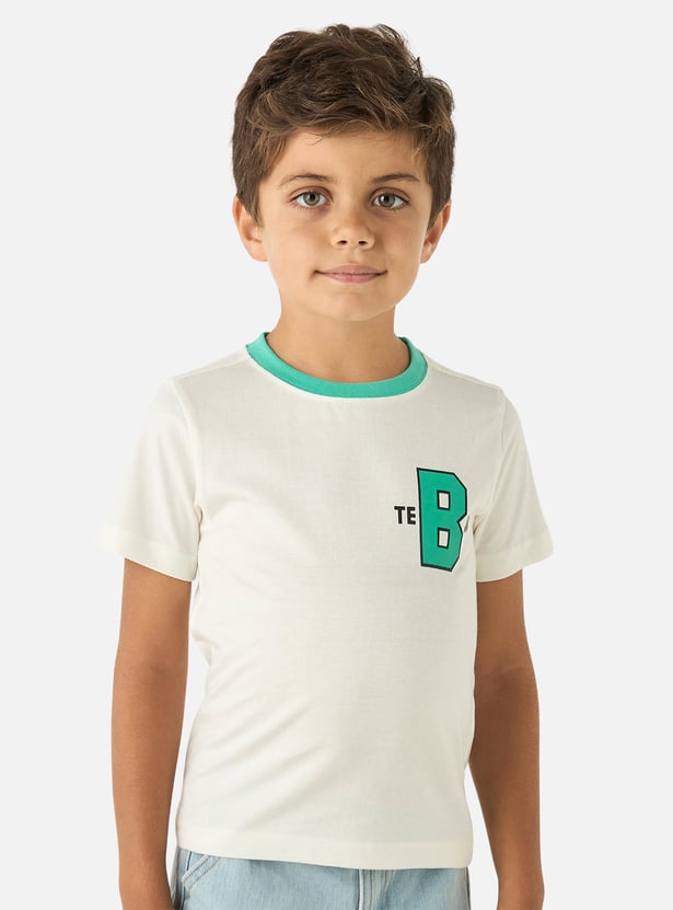 Juniors Printed Crew Neck T-shirt with Short Sleeves - Set of 2