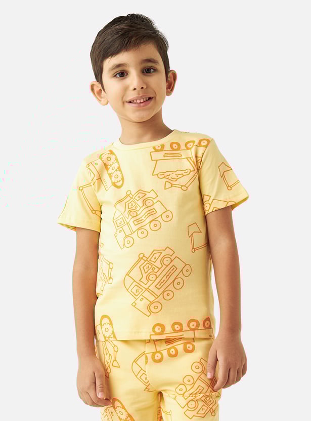 Juniors All-Over Vehicle Print T-shirt and Shorts Set