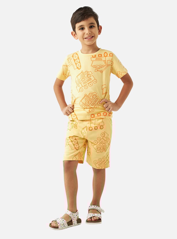 Juniors All-Over Vehicle Print T-shirt and Shorts Set