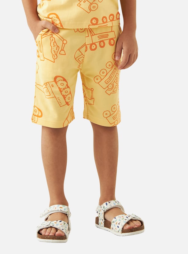 Juniors All-Over Vehicle Print T-shirt and Shorts Set