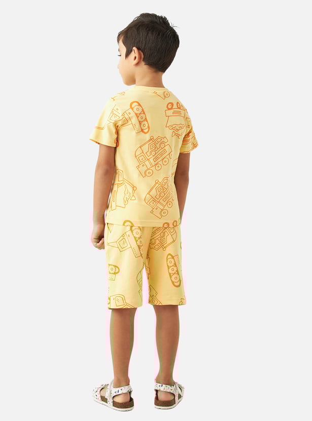 Juniors All-Over Vehicle Print T-shirt and Shorts Set