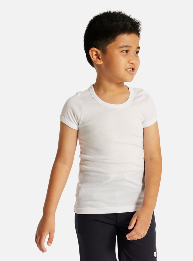 Juniors Solid Vest with Round Neck