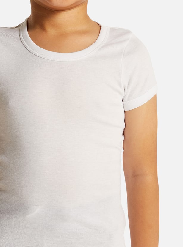 Juniors Solid Vest with Round Neck