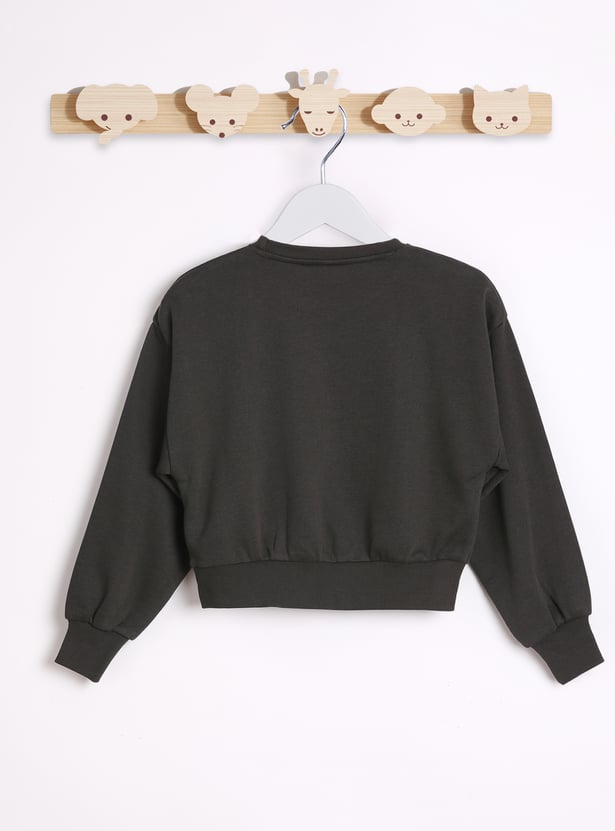 Juniors Unicorn Print Sweatshirt with Long Sleeves and Crew Neck