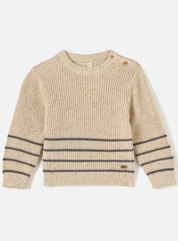 Giggles Striped Pullover with Crew Neck and Long Sleeves