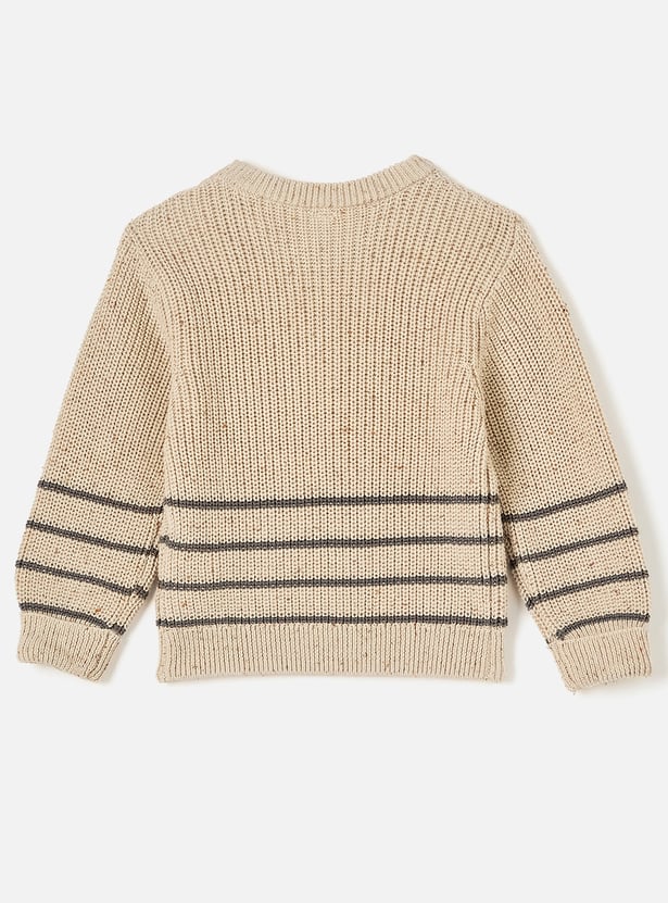 Giggles Striped Pullover with Crew Neck and Long Sleeves