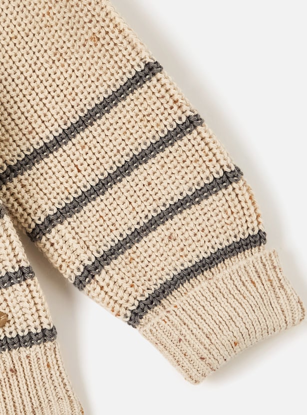 Giggles Striped Pullover with Crew Neck and Long Sleeves