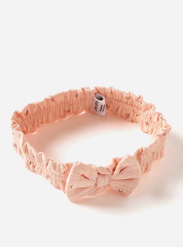 Juniors Floral Print Headband with Bow Detail - Set of 2