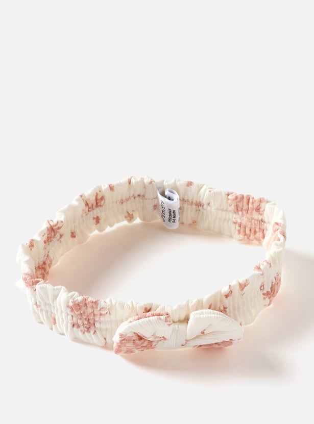 Juniors Floral Print Headband with Bow Detail - Set of 2