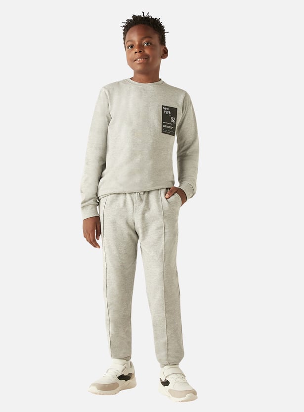 Juniors Printed Pullover with Crew Neck and Long Sleeves