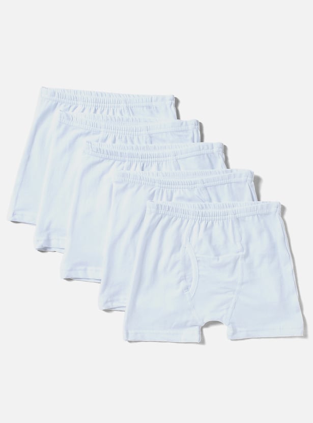 Juniors Solid Trunks with Elasticated Waistband - Set of 5