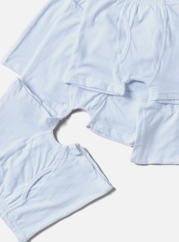 Juniors Solid Trunks with Elasticated Waistband - Set of 5
