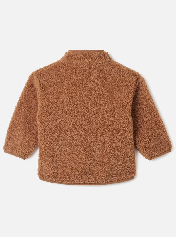 Juniors Textured Jacket with Long Sleeves and Zip Closure