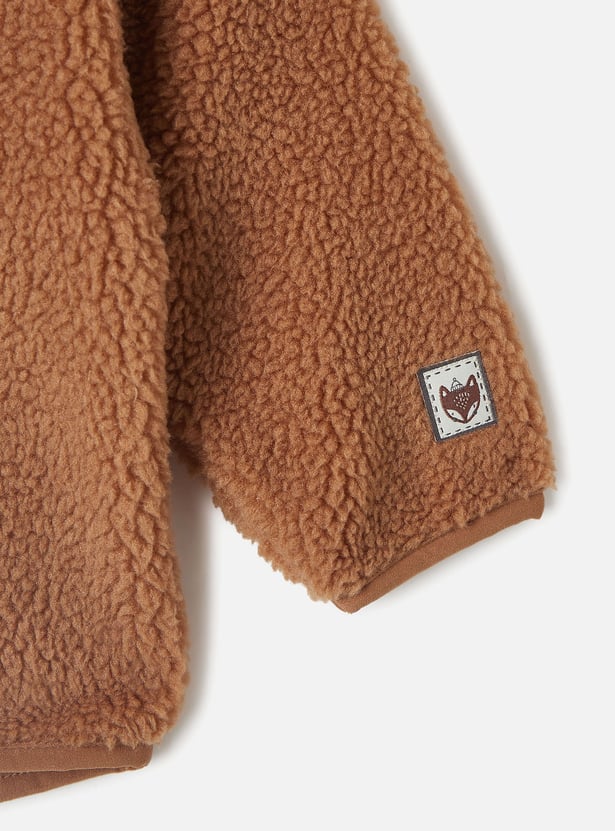Juniors Textured Jacket with Long Sleeves and Zip Closure