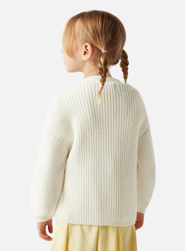 Juniors Textured Cardigan with Pockets and Long Sleeves