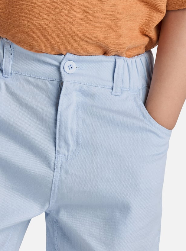 Juniors Solid Shorts with Pockets and Button Closure