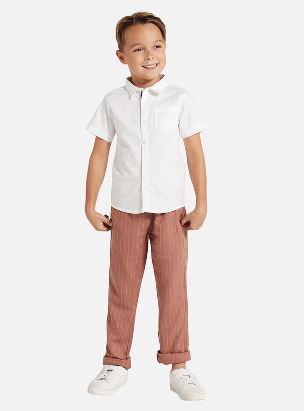 Juniors Solid Button Up Shirt with Chest Pocket