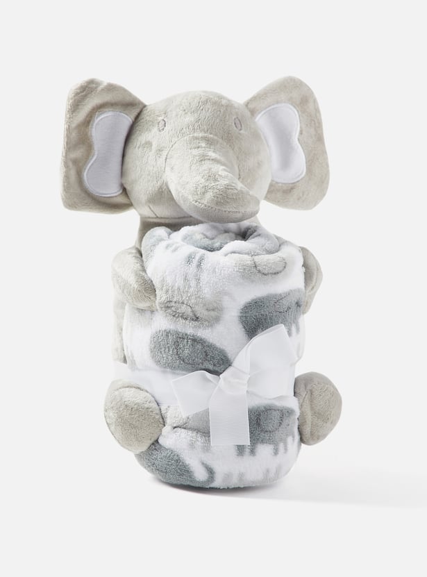 Juniors Elephant Print Towel and Soft Toy