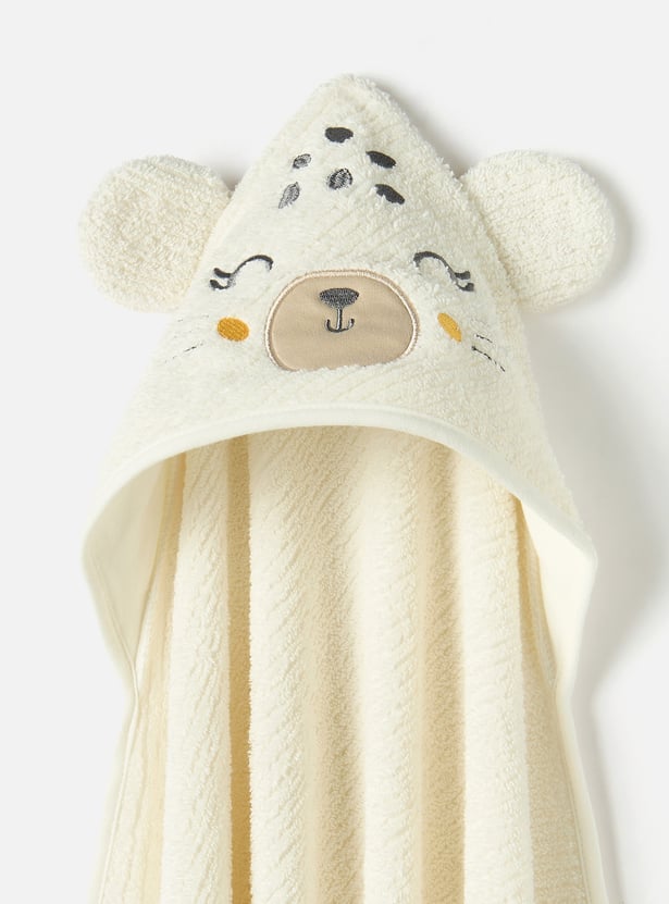 Juniors Cheetah Applique Hooded Towel - 80x80 cm