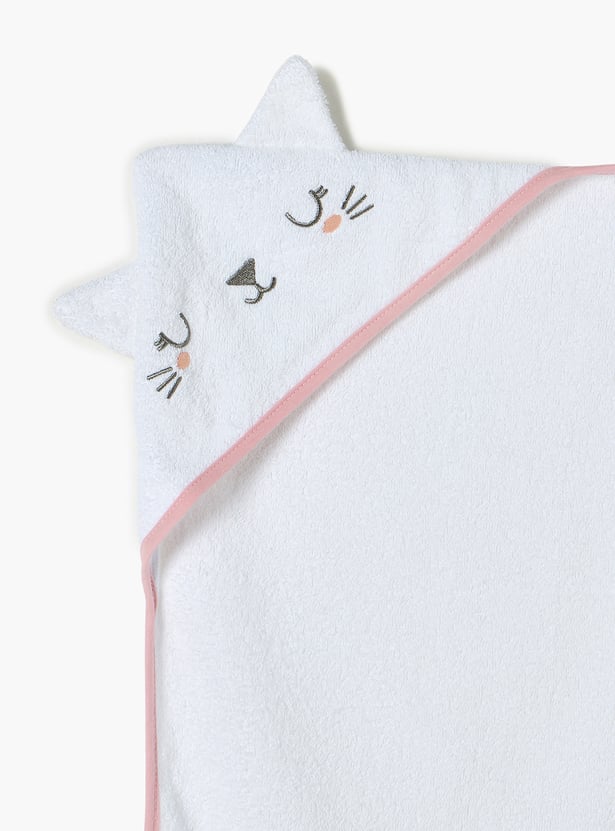 Juniors Kitty Embroidered Towel with Hood - 76x76 cm