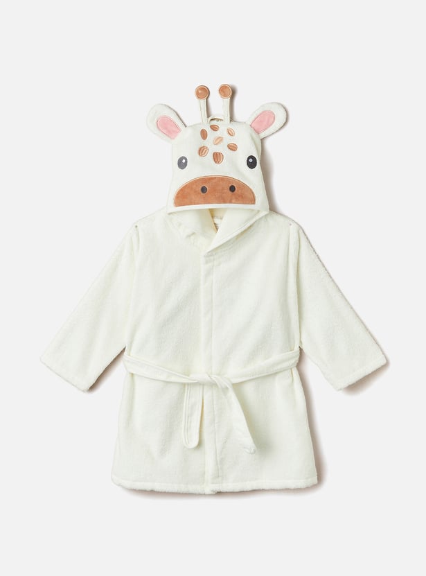 Juniors Giraffe Hooded Bath Robe with Tie-Up Belt