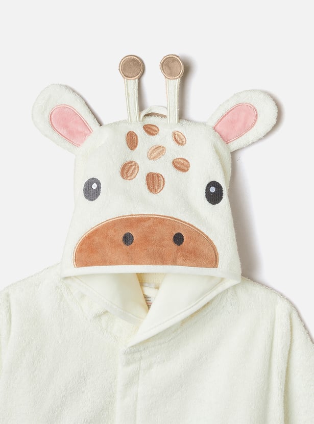 Juniors Giraffe Hooded Bath Robe with Tie-Up Belt