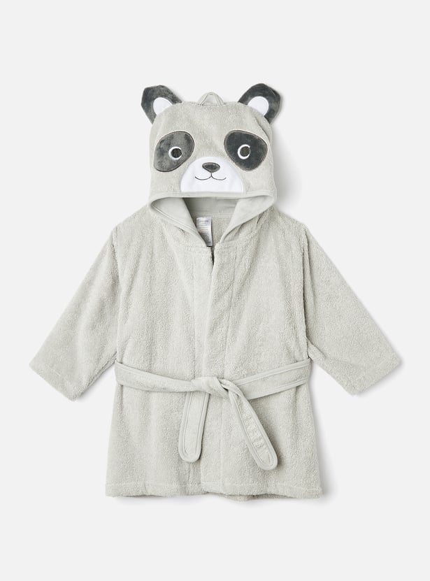 Juniors Panda Hooded Bath Robe with Tie-Up Belt