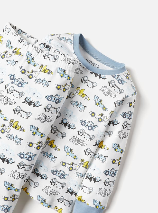 Juniors Car Print Long Sleeves T-shirt and Pyjamas - Set of 2