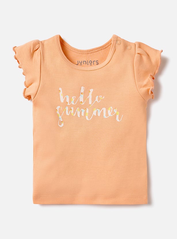 Juniors Fruit Print Ruffle Sleeves T-shirt and Elasticated Pyjama Set