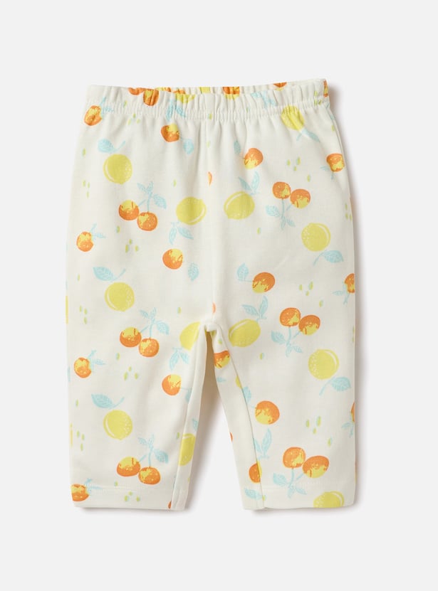 Juniors Fruit Print Ruffle Sleeves T-shirt and Elasticated Pyjama Set