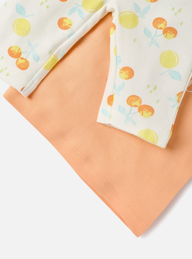 Juniors Fruit Print Ruffle Sleeves T-shirt and Elasticated Pyjama Set