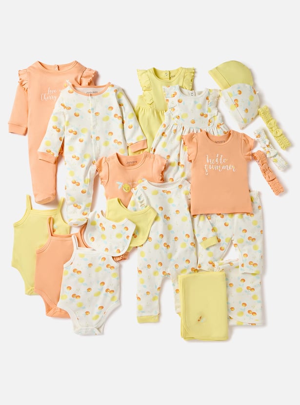 Juniors Fruit Print Ruffle Sleeves T-shirt and Elasticated Pyjama Set