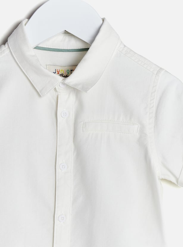 Juniors Solid Shirt and Striped Romper Set