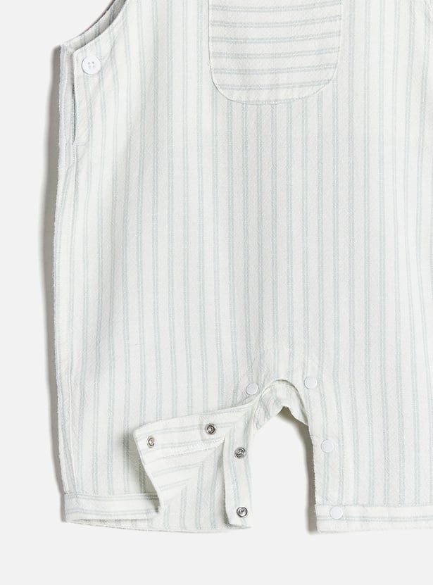 Juniors Solid Shirt and Striped Romper Set