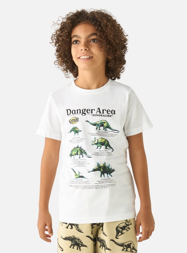 Juniors 3-Piece Dinosaur Print T-shirt and Shorts Set