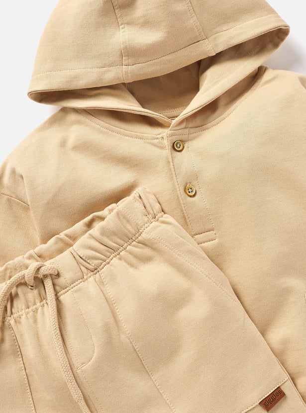 Giggles Solid Long Sleeve Hoodie and Pants Set