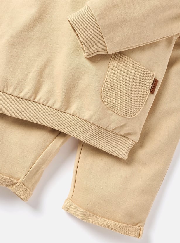 Giggles Solid Long Sleeve Hoodie and Pants Set