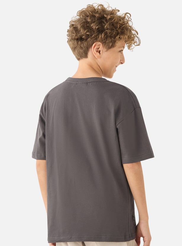 Spider-Man Print Crew Neck T-shirt with Short Sleeves