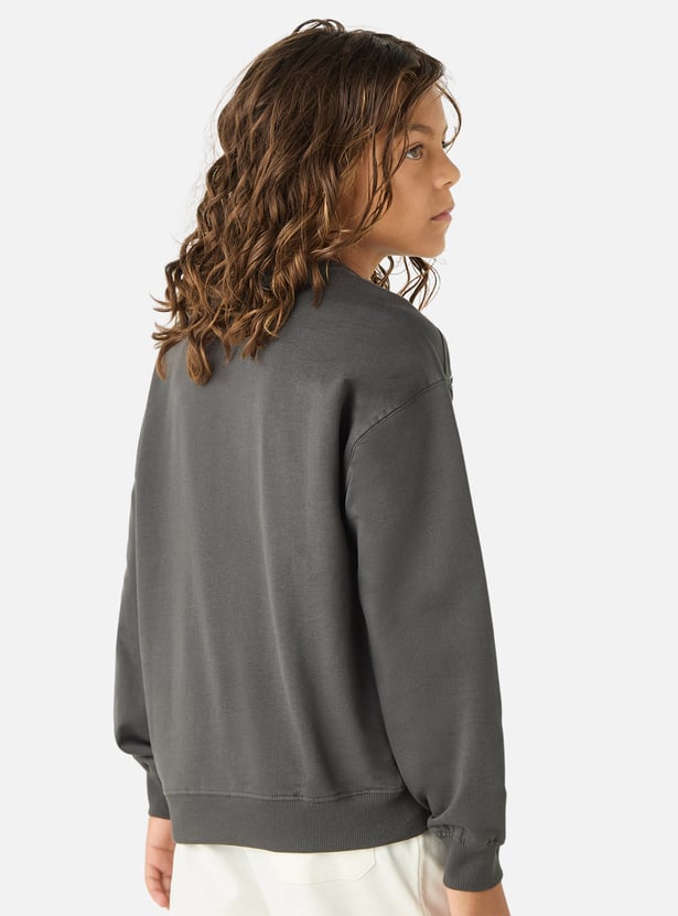 Juniors Graphic Print Sweatshirt with Long Sleeves