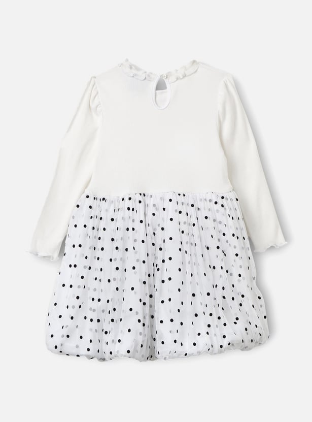 Minnie Mouse Applique A-line Dress with Long Sleeves